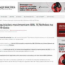 Fusões e Aquisições movimentam BRL 11,7bilhões no 1B23, diz TTR Data